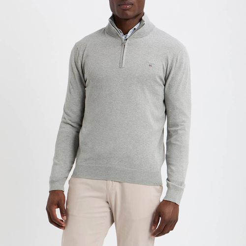 Grey Half Zip Cotton Jumper - Gant - Modalova