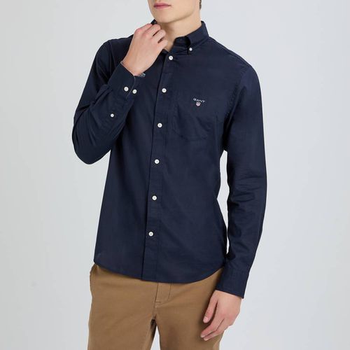 Navy Poplin Cotton Shirt - Gant - Modalova