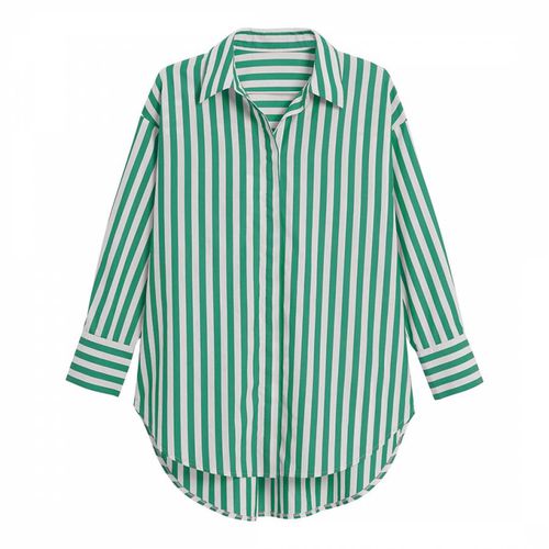 Green/White Cotton Dip Hem Shirt - NÂ°Â· Eleven - Modalova