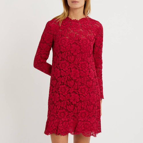 Magenta Floral Lace Ruffled Dress - Size UK 10 - Pre-Loved Valentino - Modalova