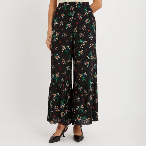 Black Floral Silk Printed Trousers - Pre-Loved Valentino - Modalova