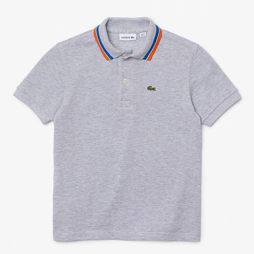 Kid Boy's Grey Contrast Collar Short Sleeve Polo Shirt - Lacoste - Modalova