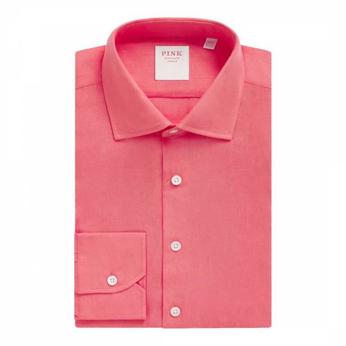 Coral Linen Plain Tailored Fit Shirt - Thomas Pink - Modalova