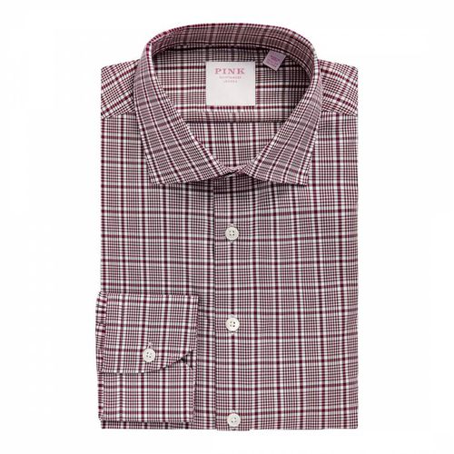 Burgundy Royal Twill Check Tailored Fit Cotton Shirt - Thomas Pink - Modalova