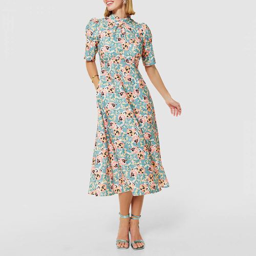 Green Floral High Neck Midi Dress - Closet - Modalova