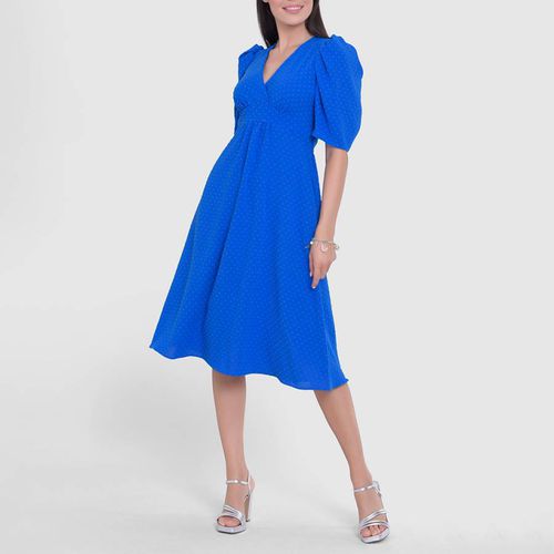 Blue A-Line Tie Waist Dress - Closet - Modalova