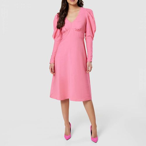 Pink V-Neck A-line Midi Dress - Closet - Modalova