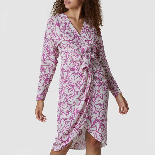 Purple Floral Print Kimono Midi Dress - Closet - Modalova