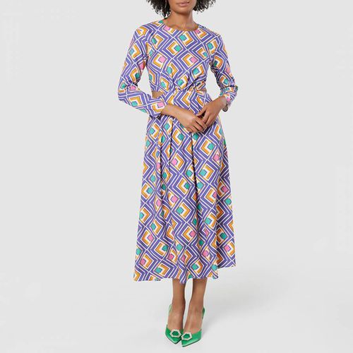 Multi Print Cut Out Waist Midi Dress - Closet - Modalova