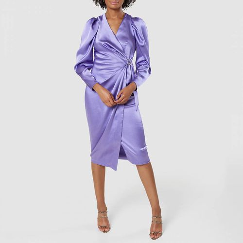 Purple Wrap Pencil Midi Dress - Closet - Modalova