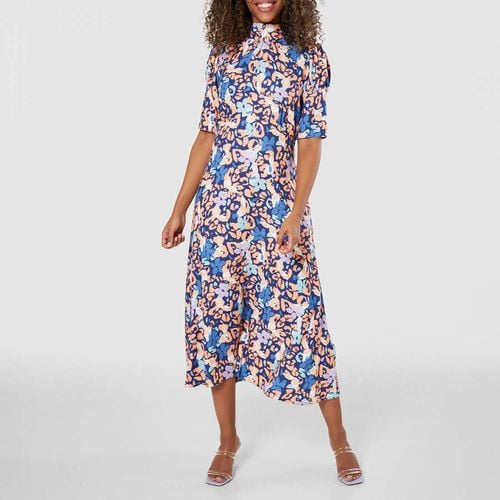 Blue Floral Tie Back A-Line Dress - Closet - Modalova