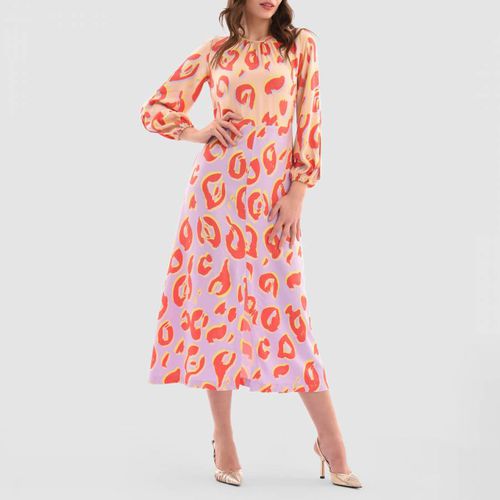 Multi Printed Gathered Neck A-Line Dress - Closet - Modalova