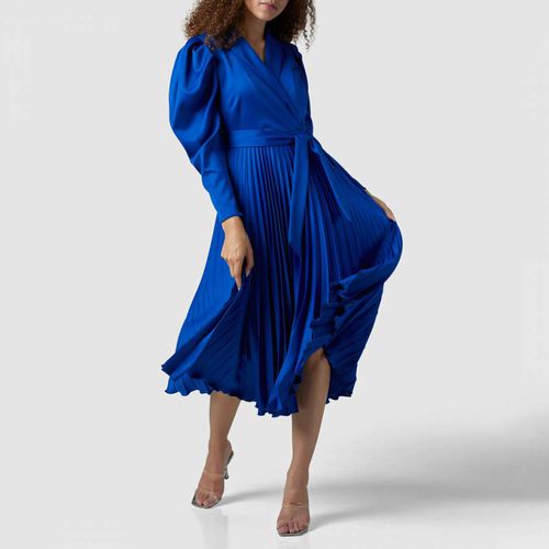 Long Sleeve Pleated Wrap Midi Dress - Closet - Modalova