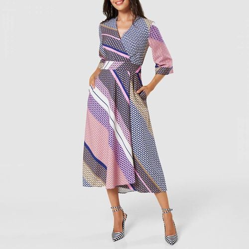 Multi/Blue High-Low Wrap Midi Dress - Closet - Modalova