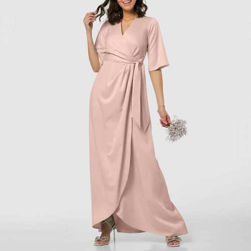 Blush Pleated A-Line Wrap Dress - Closet - Modalova