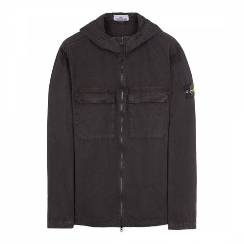 Black Garment Dyed Cotton Overshirt - Stone Island - Modalova