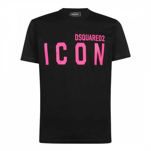 Black/Pink 'ICON' Cotton T-Shirt - DSquared2 - Modalova