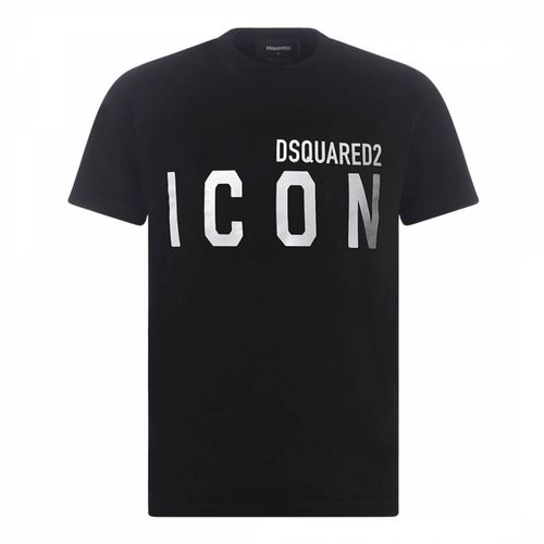 Black/White 'ICON' Cotton T-Shirt - DSquared2 - Modalova