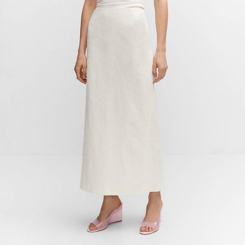 White Slit Cotton Blend Skirt - Mango - Modalova