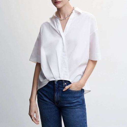 Off White Cotton Cross Shirt - Mango - Modalova