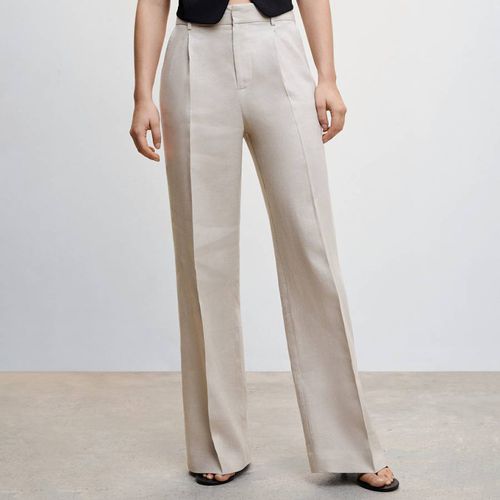 Grey Straight Linen-Blend Trousers - Mango - Modalova