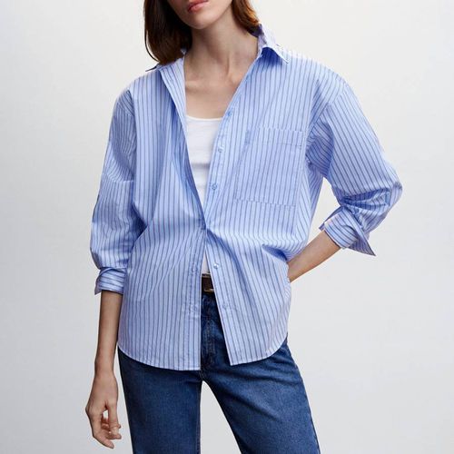 Sky Blue Oversize Cotton Shirt - Mango - Modalova