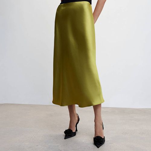 Green Midi Satin Skirt - Mango - Modalova