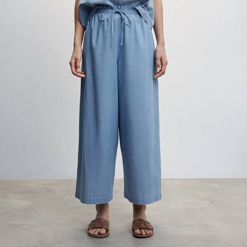 Blue Tencel Cotton Culotte Trousers - Mango - Modalova