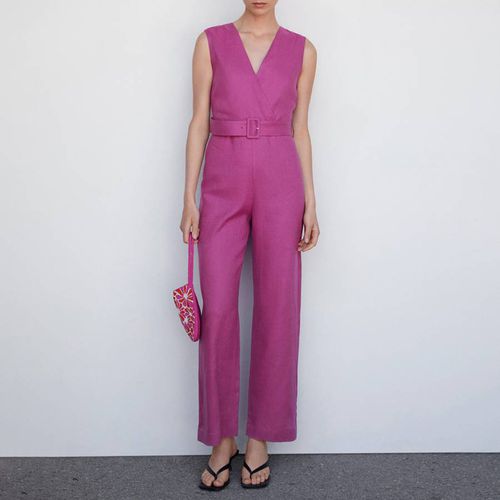 Purple Linen Jumpsuit - Mango - Modalova