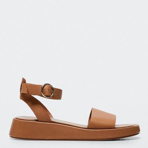 Tan Leather Strap Sandals - Mango - Modalova