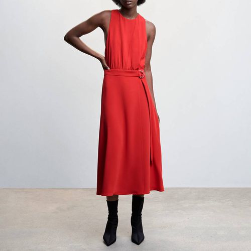 Red Belt Detail Dress - Mango - Modalova