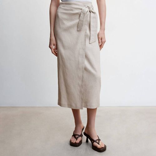 Grey Linen Wrap Skirt - Mango - Modalova