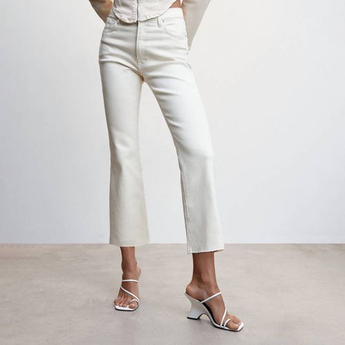 Off White Crop Flared Jeans - Mango - Modalova