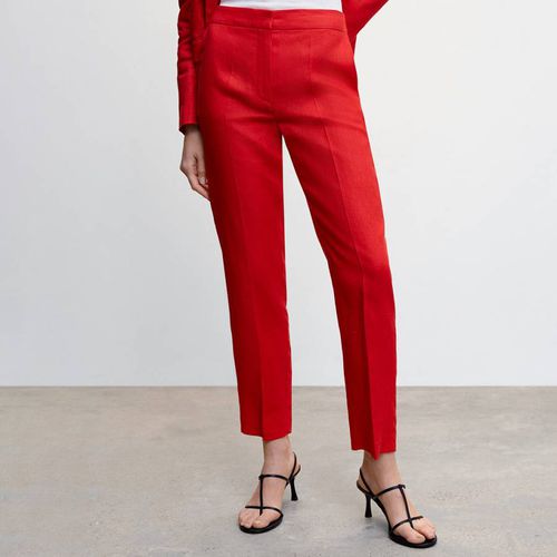 Red Linen Trousers - Mango - Modalova