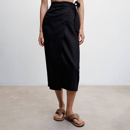 Black Linen Wrap Skirt - Mango - Modalova