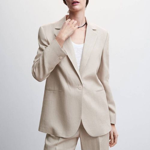 Beige Linen Blazer Suit - Mango - Modalova