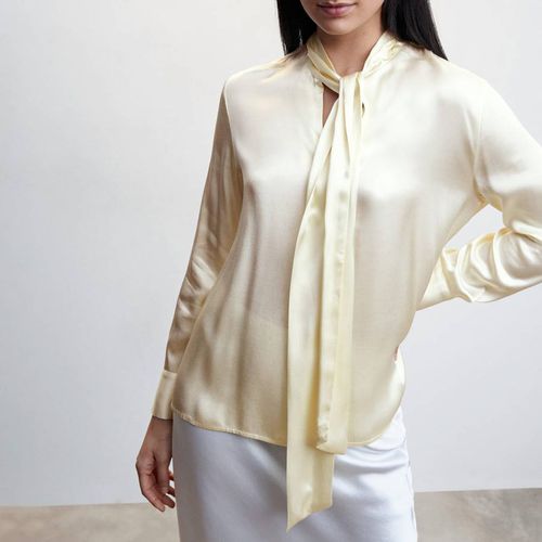 Off White Satin Blouse - Mango - Modalova