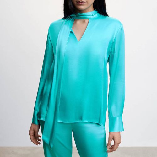 Turquoise Satin Blouse - Mango - Modalova