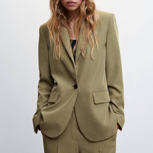 Khaki Single Breasted Blazer - Mango - Modalova