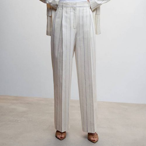 Off Striped Suit Cotton Linen Blend Trousers - Mango - Modalova