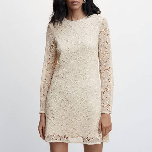 Ecru Lace Short Dress - Mango - Modalova