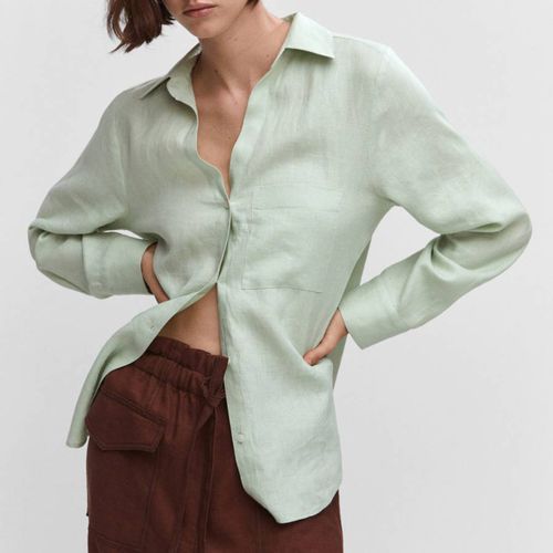 Mint Green Pocket Linen Shirt - Mango - Modalova