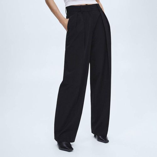 Wideleg Pleated Wool Blend Trousers - Mango - Modalova