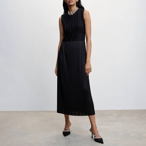 Black Pleated Long Dress - Mango - Modalova