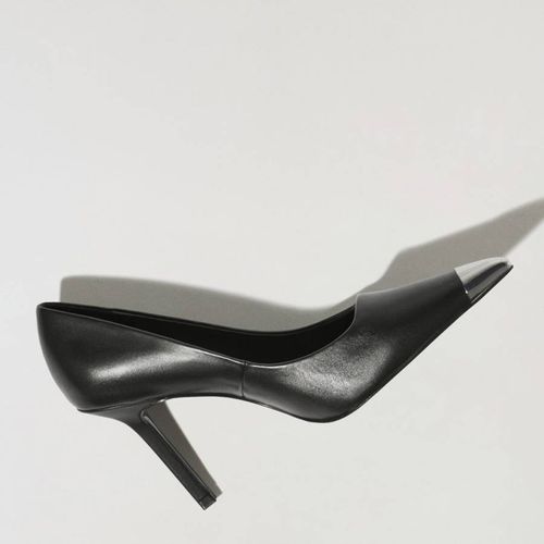 Pointed Metallic Leather Heels - Mango - Modalova