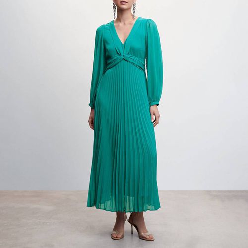 Turquoise Pleated Detail Dress - Mango - Modalova