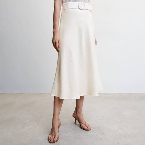 White Linen Midi Skirt - Mango - Modalova