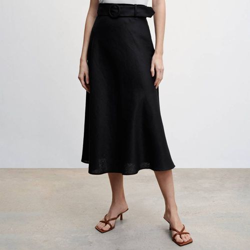 Black Linen Skirt - Mango - Modalova