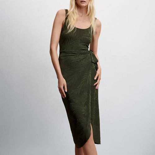 Green Knotted Jacquard Dress - Mango - Modalova