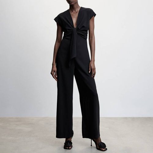 Black Short-Sleeved Jumpsuit - Mango - Modalova